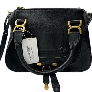 Chloe Black and Gold Leather Shoulder Bag